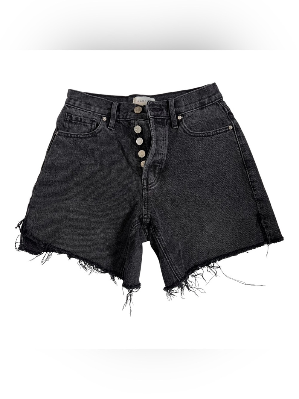PacSun High Rise Relaxed Denim Shorts Women’s XXS 22 Black Button Fly